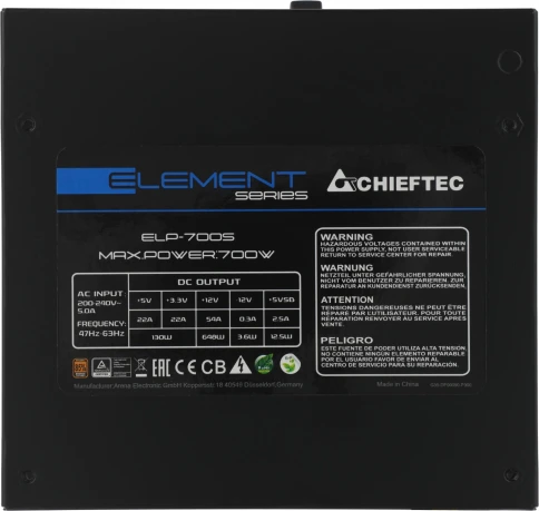 Блок питания Chieftec ATX 700W Element ELP-700S-Bulk 80+ bronze 24pin APFC 120mm fan 6xSATA [ELP-700S-BULK] фото 7