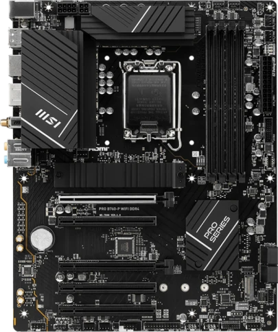 Материнская плата/ MB MSI INTEL B760 s1700, 4xDDR4(128GB), HDMI 2.1/DP, 2xPCIe 4.0x16, 3xPCIe 3.0x16, 1xLAN (2.5GbE), Wi-Fi, BT, 4xSATA 6Gb/s, 2xM.2, 1xUSB-C, 2xUSB 3.2, 4xUSB 2.0, 1xPS/2, ATX фото 2