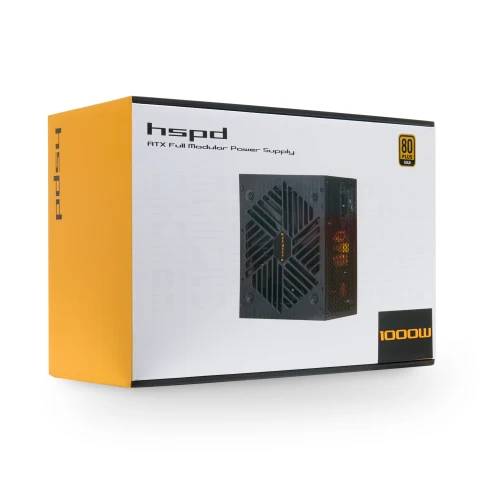 Блок питания/ Power Supply HSPD, 1000W 80+ Gold (ATX, 3.1, PCIe 5.1, Full modular, 1x24(20+4)pin 600mm, 2xCPU 8(4+4)pin 700mm, 2xPCIe*2 8(6+2)pin 550+150mm, 1x12V(2x6) 12+4pin 600W 550mm  2xSATA*3 500+150+150mm, 1xMOLEX4pin*3+FDD 500+150+150+150mm , Activ фото 6