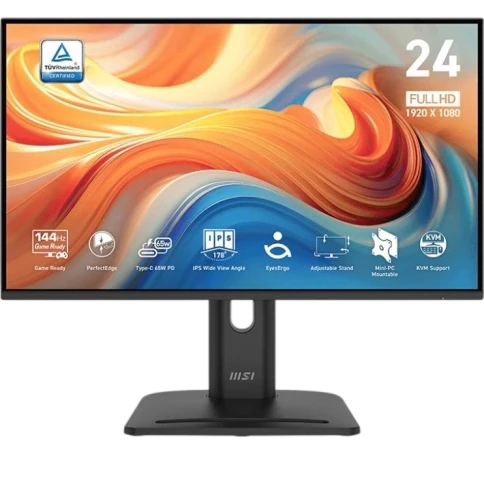 Монитор/ MSI PRO MP245PG E14 23.8'', 1920x1080, IPS, 178x178, 300nit, 144Hz, 4ms, VGA/HDMI/DP, noUSB-A, Audio in/out, 2x2W, LTSP, IntPWR, 100x100VESA, Black, 1y фото 1