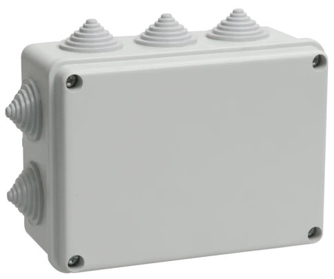 Коробка КМ41242 распаячная для о/п 150х110х70 мм IP55 (RAL7035, 10 гер фото 1