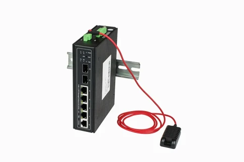 Промышленный управляемый (L2+) коммутатор Gigabit Ethernet/ Промышленный управляемый (L2+) коммутатор Gigabit Ethernet на 4GE RJ45 + 2 GE SFP порта с функцией мониторинга температуры/ влажности/ напряжения. Порты: 4 x GE (10/100/1000Base-T) + 2 x GE SFP ( фото 1