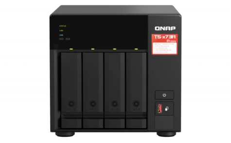 Сетевое хранилище без дисков/ SMB QNAP TS-473A-8G NAS, 4-tray w/o HDD, 2xM.2 SSD Slot. Quad-сore AMD Ryzen Embedded V1500B 2.2 GHz, 8GB DDR4 (1 x 8GB) up to 64GB (2 x 32GB), 2x 2.5 Gigabit LAN фото 1