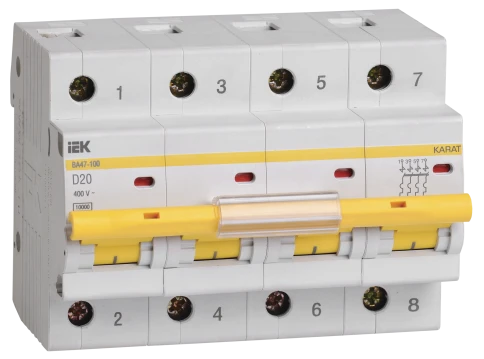 KARAT Авт. выкл. ВА47-100 4P D 20А 10кА IEK фото 1