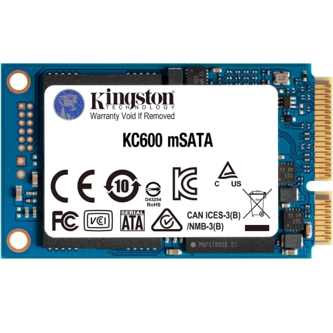 Твердотельный накопитель/ Kingston SSD KC600, 1024GB, mSATA, SATA3, 3D TLC, R/W 550/520MB/s, IOPs 90 000/80 000, DRAM buffer 1024MB, TBW 600, DWPD 0.32 (12 мес) фото 1