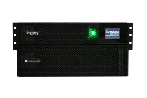 Systeme Electric Smart-Save Online SRT 6000 ВА, конвертируемый форм-фактор 5U, 230 В, 1:1, клеммный вход/выход, 6 розеток IEC C13 и 4 розетки  IEC C19,  SmartSlot, LCD, USB HID, SNMP карта, версия с возможностью увеличения времени автономии. фото 3