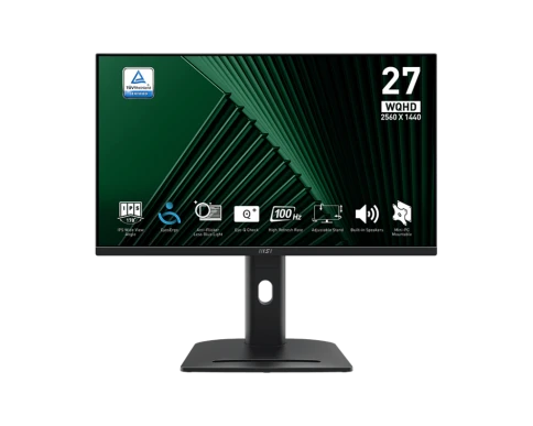 Монитор/ MSI PRO MP275QPG 27'', 2560x1440, IPS, 178x178, 300nit, 100Hz, 4ms, 2HDMI/DP, noUSB-A, Audio out, LTSP, IntPWR, 100x100VESA, Black фото 1