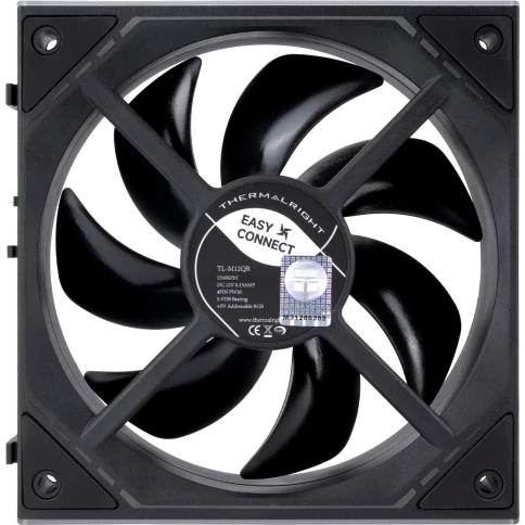 Кулер для корпуса/ Case Cooler Thermalright TL-M12QR Reverse (124x120x25mm, 4-pin PWM, ARGB, 47.6CFM, 23.2dBA, 1500RPM, Black) фото 2