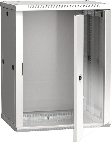 19" настенный шкаф 12U 600x450, стекл. передняя дверь, серый (плоск. упак) фото 2