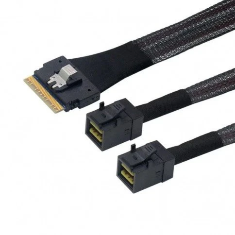 Кабель/ SAS SFF-8654 8i to 2xHDminiSAS SFF-8643 Cable,0.8m(SAS 4.0) фото 1
