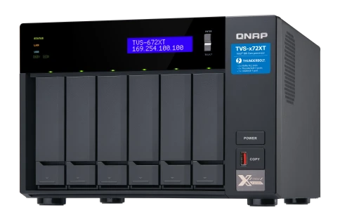 Сетевое хранилище без дисков/ SMB QNAP TVS-672XT-i3-8G 6-Bay NAS, Intel Core i3-8100T 4-core 3.1 GHz Processor, 8GB DDR4 RAM (max 32GB RAM), 6x 2.5"/3.5" SATA HDD/SSD + 2x M.2 PCIe  SSD slot, 2xGbE LAN, 1 x 10GBase-T, 2 x Thunderbolt 3 port фото 3