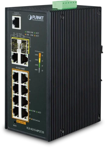 коммутатор/ PLANET IP30 Industrial L2/L4 8-Port 10/100/1000T 802.3at PoE + 2-Port 10/100/100T + 2-Port 100/1000X SFP Managed Switch (-40~75 degrees C), dual redundant power input on 48~56VDC terminal block, SNMPv3, 802.1Q VLAN, IGMP Snooping, SSL, SSH, AC фото 1
