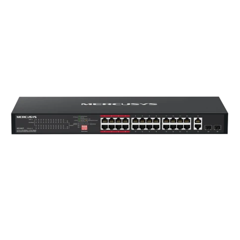 Коммутатор/ 24-Port 10/100Mbps + 2-Port Gigabit Rackmount Switch with 24-Port PoE+ фото 1