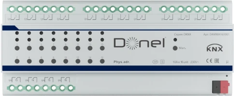 Donel KNX 16-канальный многофункциональный актуатор, 10A Установка на DIN-рейку, Номинальное напряжение 230/400 В переменного тока, 50–60 Гц, внутреннее использование магнитного реле 10 А, привод переключателя/жалюзи/фанкойла, Cерия DKNX фото 1