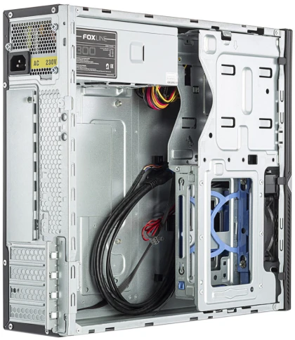 Корпус с блоком питания 300Вт./ Case Foxline mATX Desktop 300W, 2xUSB3.0, 2xUSB2.0, toolless, Black, 8cm. fan, powercord фото 4