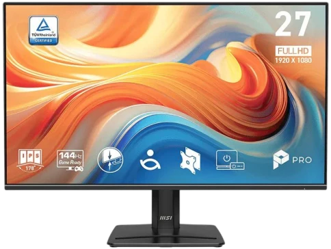 Монитор/ MSI PRO MP271 E14A 27'', 1920x1080, IPS, 178x178, 300nit, 144Hz, 4ms, VGA/HDMI/DP, noUSB-A, Audio in/out, T, IntPWR, 100x100VESA, Black, 1y фото 1