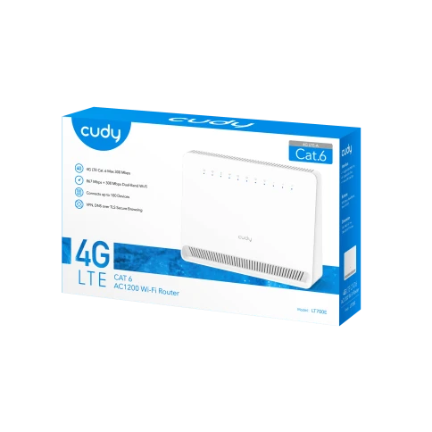 Маршрутизатор/ AC1200 Wi-Fi 4G LTE Cat 6 Gigabit Router, 4 10/100/1000M RJ45 Ports,  Nano SIM Slot, Quectel module inside,build-in 4G LTE modem, 300Mbps at 2.4GHz + 867Mbps at 5GHz, Internal Antennas,  PPTP/L2TP/OpenVPN/WireGuard VPN, DNS over Cloudflare/ фото 5