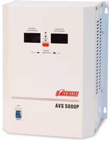 Стабилизатор POWERMAN AVS 5000P, ступенчатый регулятор, цифровые индикаторы уровней напряжения, 5000ВА, 110-260В, максимальный входной ток 32А, клеммная колодка, IP-20, навесной,  260мм х 220мм х 130мм, 9 кг./ Stabilizer POWERMAN AVS 5000P, step-type regu фото 1