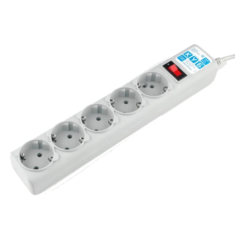 Фильтр-удлинитель Power Cube B 5.0 м 5 розеток (серый) 10А/2,2кВт/ Surge protector Power Cube B 5.0 m 5 outlets (gray) 10A / 2.2kW фото 1