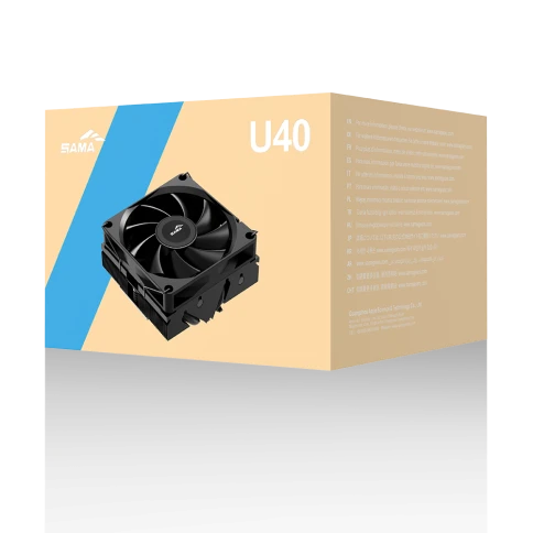 Кулер для процессора/ CPU Cooler SAMA U40 (130W, 4-pin PWM, 47mm, 4x6mm, 1x90mm, 38.18CFM, 34dBA, 2800RPM, S: 1851/1700/1200/115X, AM5/AM4, black) фото 8