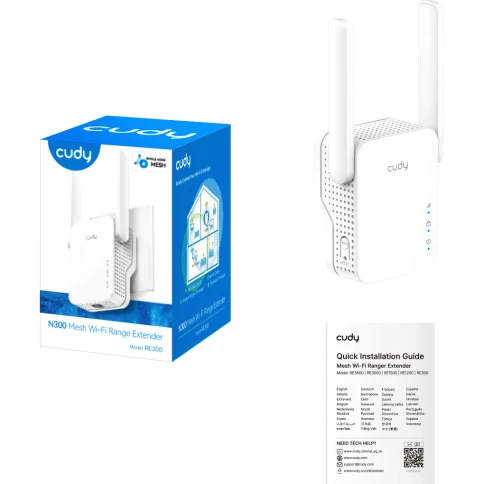 Усилитель Wi-Fi/ N300 Wi-Fi Mesh Repeater, AP mode,  300Mbps at 2.4GHz, 802.11/b/g/n,  1 10/100Mbps Port,  WPS button, Intelligent Signal Light, Access Control, LED control, Cudy APP фото 4
