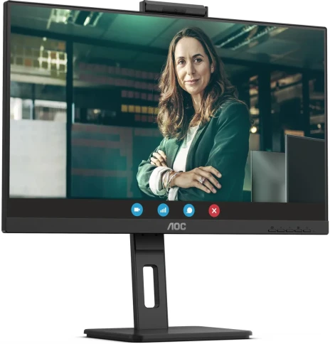 AOC Q27P3QW 27" 2560x1440, IPS, 75Hz, 50M:1, 350cd,  4ms, 2xHDMI 1.4, DisplayPort 1.2, 4xUSB 3.2, Camera 2.0mp, H. adj 150mm, pivot, Speakers, VESA, 3Y, Black фото 3