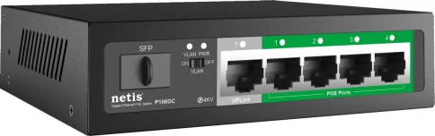 Коммутатор/ Коммутатор Netis P106GC (L2) 5x1Гбит/с 1SFP 4PoE 60W неуправляемый фото 2