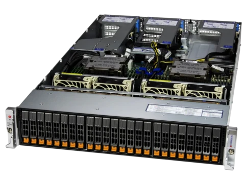 Серверная платформа/ Server AS-2125HS-TNR (bundle3): 2U / 2x AMD EPYC 9004/9005* / 24x DDR5 RDIMM / 24x Hs 2.5" NVMe*/SATA/SAS*/ 1x  480Gb NVMe M.2 / 1x dual-port 1GbE RJ45 / 2x 1600W Power (20 NVME config) фото 1
