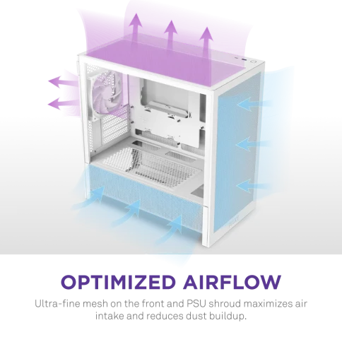 Корпус без блока питания/ Case NZXT H3 Flow (2025), Midi-Tower, TG, 1x120mm, 1xUSB-A 3.2 + 1xUSB-C 3.2, mATX, mITX White фото 6