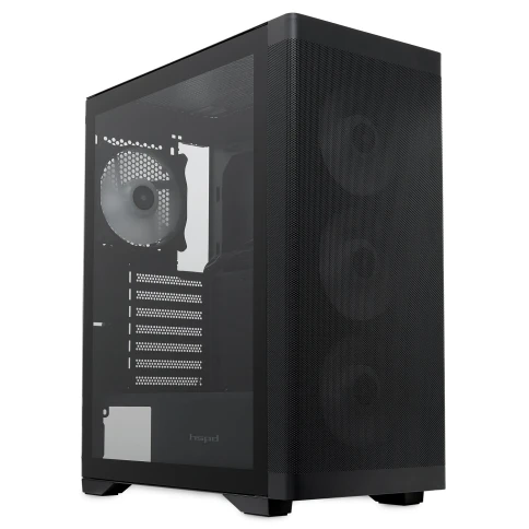 Корпус без блока питания/ Case HSPD M520, Mesh Mid Tower, Black, slide TG, 0.45 SPCC, 4x120mm ARGB (M11-120) ATX, mATX, mITX 160/330/184mm 2x2.5", -, 7xPCI 2xUSB-A 3.0, 1xUSB-A 1.0 390x200x449mm фото 3