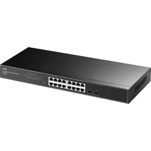 Коммутатор/ 16-Port Gigabit Light Managed Switch, 16 Gigabit RJ45 Ports, 2 Gigabit SFP ports, VLAN/Extend working mode DIP switch, Local management via Web GUI, support STP/RSTP, 802.1ab LLDP, Loop Detection, QoS, VLAN, SNMP, IGMP Snooping, DHCP Snooping, фото 2