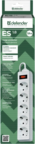 Defender ES 1.8 (1.8 м, 5 розеток) фото 4