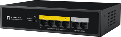 Коммутатор/ Неуправляемый PoE коммутатор Fast Ethernet netis ST106PDI-2-43 , 4 порта 100 Мбит/с PoE+ , 2 порта 100 Мбит/с RJ45 Uplink фото 2