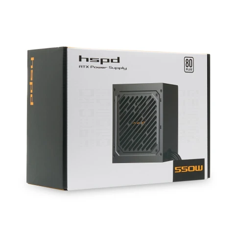 Блок питания/ Power Supply HSPD, 550W 80+ White (ATX, 2.31, Non-modular, 1x24(20+4)pin 500mm, 1xCPU 8(4+4)pin 550mm, 1xPCIe 8(6+2)pin 500mm, 1xSATA*3 400+150+150mm, 1xSATA*2 400+150mm, 1xMOLEX*2 400+150mm , Active, 120x120mm, 150x140x86mm, APFC, OVP, OPP, фото 5