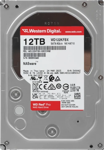 Жесткий диск/ HDD WD SATA3 12Tb Red Pro 7200 512Mb 1 year warranty (replacement WD121KFBX, WD120EFBX, WD120EFGX) фото 1