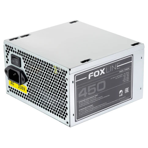 Блок питания 450Вт/ Power Supply Foxline, 450W, ATX, NOPFC, 120FAN, 2xSATA, 2xPATA, 1xFDD, 24+4 фото 1