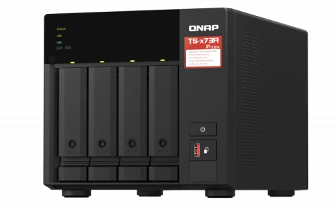 Сетевое хранилище без дисков/ SMB QNAP TS-473A-8G NAS, 4-tray w/o HDD, 2xM.2 SSD Slot. Quad-сore AMD Ryzen Embedded V1500B 2.2 GHz, 8GB DDR4 (1 x 8GB) up to 64GB (2 x 32GB), 2x 2.5 Gigabit LAN фото 3