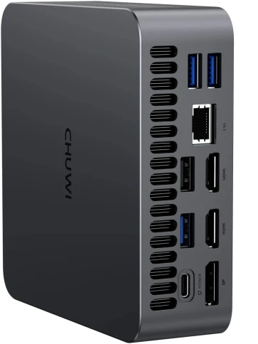 Компьютер/ Chuwi AuBox  Intel Core Ultra 7 256V(2.2Ghz)/16384Mb/1000PCISSDGb/Int:Intel Iris Xe Graphics/BT/WiFi/war 1y/0.865kg/Gray/Win11Pro + DDR5 (no Slots)/USB3.2*5/HDMI*2/DP*1/RJ45*1/WIFI6E,BT5.3/Tipe-C*2/bracket/Aluminum Alloy + Galvanize фото 11