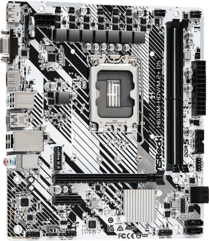 Материнская плата Asrock H610M-HDV/M.2+ D5 Soc-1700 Intel H610 2xDDR5 mATX AC`97 8ch(7.1) GbLAN+VGA+HDMI+DP [H610M-HDV/M.2+ D5] фото 2