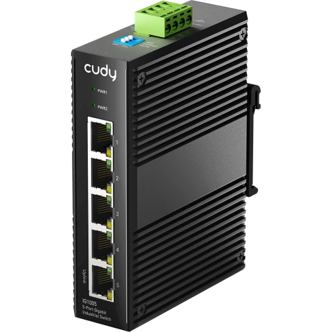 Промышленный коммутатор/ 5-Port Aluminum Industrial Switch, 1000Mbps 5-Port RJ45, Din-rail design, Power supply: DC 9.6~57V work temperature:-40 °C-75°C, Power Adapter Not Included фото 1