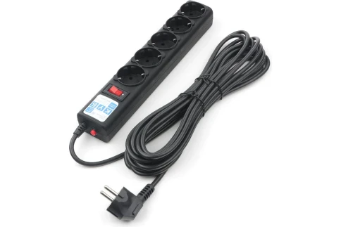 Фильтр-удлинитель Power Cube 1.9м 5 розеток (черный графит) 10А/2,2кВт/ Surge protector Power Cube 1.9 m 5 outlets (Black graffite) 10A / 2.2kW фото 2