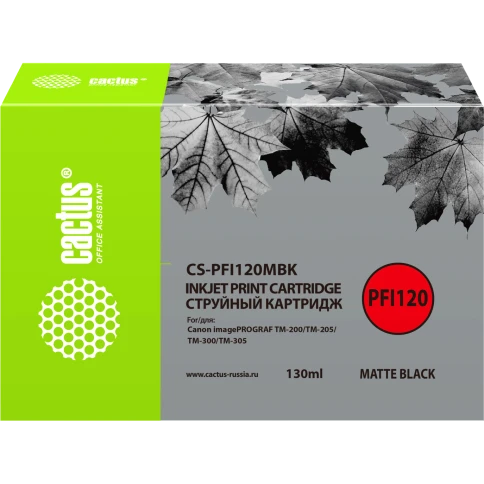 -/ Картридж струйный Cactus CS-PFI120MBK черный матовый (130мл) для Canon imagePROGRAF TM-200/TM-205/TM фото 2