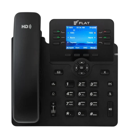 IP-телефон Flat-Phone B6: 6 SIP-аккаунтов, 2 порта 10/100/1000BASE-T (RJ-45), ЖК-дисплей, PoE,  адаптер питания 220В, ТОРП фото 1