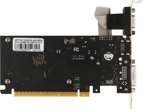 Видеокарта Afox PCI-E AF710-1024D3L5 NVIDIA GeForce GT 710 1Gb 64bit GDDR3 954/1600 DVIx1 HDMIx1 CRTx1 HDCP Ret [AF710-1024D3L5] фото 2