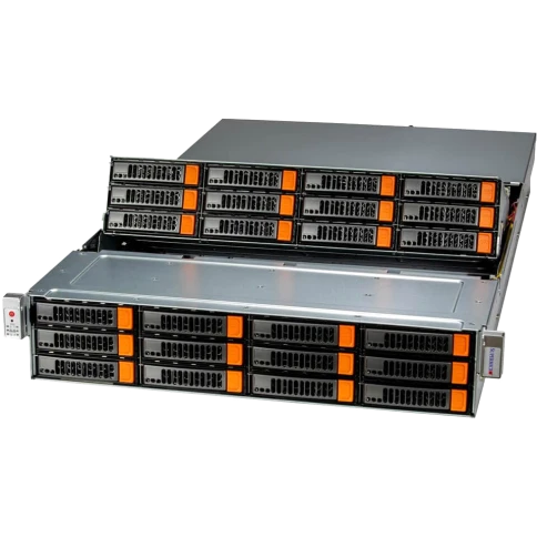 Платформа для сервера/ Supermicro Storage Server ASG-2015S-E1CR24L 2U (1x AMD EPYC 9004/9005 / 12x DDR5 RDIMM / 24x HS 3.5" SATA/SAS* / 2x HS 2.5" SATA rear / 2x M.2 NVMe (up to 22110) / 2x PCIe 5.0 x16 / 2x PCIe 5.0 x8 / no LAN (2x AIOM with OC фото 1