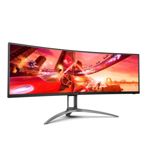 AOC AG493UCX2 49'', Curved, 5120x1440, VA, 165hz, 80M:1, 400cd, 1ms, 3xHDMI 2.0, DP 1.4, 3xUSB 3.2, Type-C 65W, Speakers, H. adj 100mm, 3Y, Black фото 3