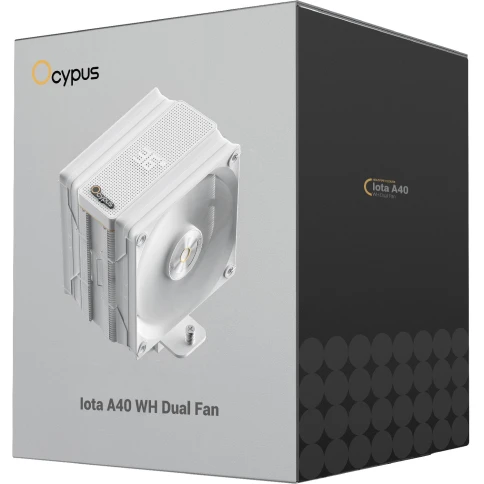 Кулер для процессора/ CPU Cooler Ocypus Iota A40 WH Dual Fan (220W, 4-pin PWM, LED temp., 156.7mm, Al/Cu, 4x6mm, 2x120mm, 77CFM, 29dBA, 2000RPM, S: 1851/1700/1200/115X, AM5/AM4, white) фото 8
