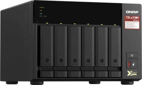 Сетевое хранилище без дисков/ SMB QNAP TS-673A-8G NAS, 6 trays 3,5"/2,5", 2x2,5 GbE BASE-T, 2 x M.2 NVMe 2280 slots, quad-core AMD Ryzen V1500B 2,2 GHz, 8 GB SO-DIMM DDR4 (1 x 8 GB) up to 64GB (2x32 GB) фото 3