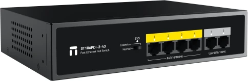 Коммутатор/ Неуправляемый PoE коммутатор Fast Ethernet netis ST106PDI-2-43 , 4 порта 100 Мбит/с PoE+ , 2 порта 100 Мбит/с RJ45 Uplink фото 3