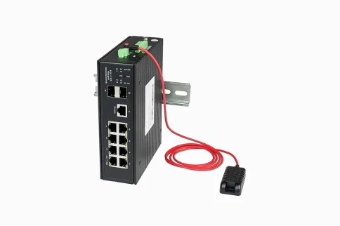 Промышленный управляемый (L2+) коммутатор Gigabit Ethernet/ Промышленный управляемый (L2+) коммутатор Gigabit Ethernet на 8GE RJ45 + 2 GE SFP порта с функцией мониторинга температуры/ влажности/ напряжения. Порты: 8 x GE (10/100/1000Base-T) + 2 x GE SFP ( фото 1